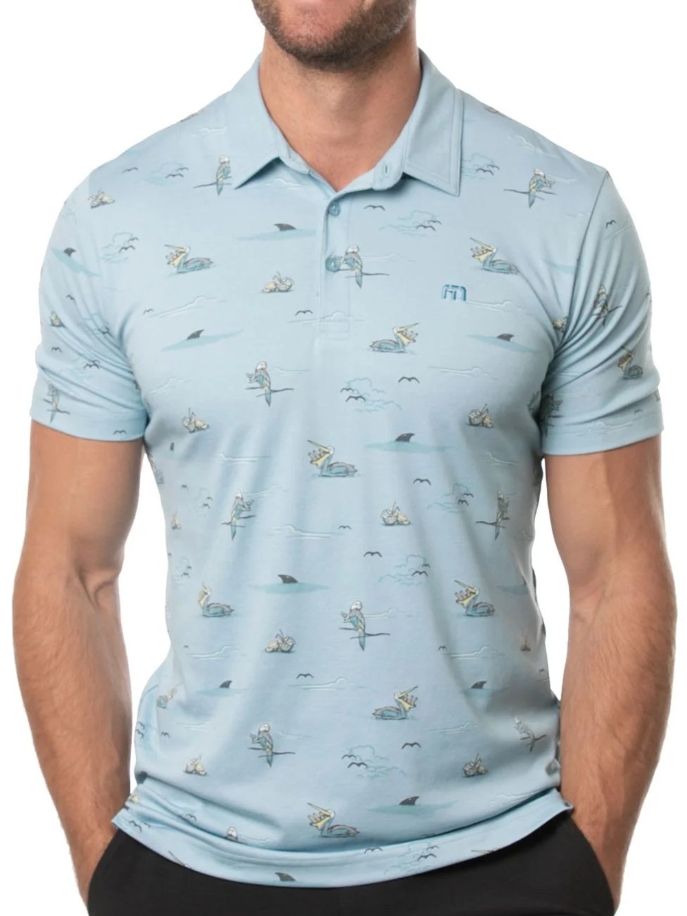 Travis Mathew Going Rogue Golf Polo Shirt Parrots, Pelicans, Sharks Poppy Hills